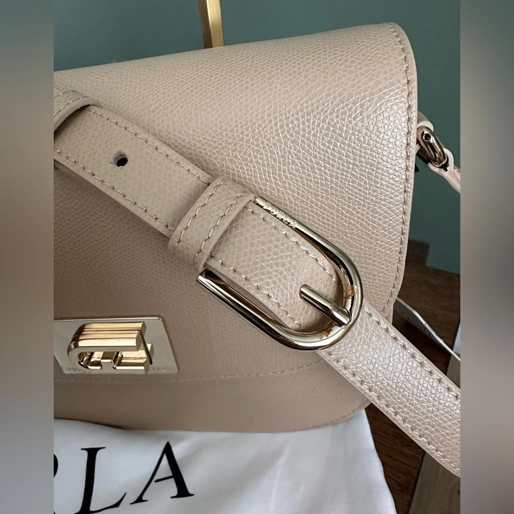 NWT! NEW! Furla Signature Furla 1927 Shoulder Bag -Sand